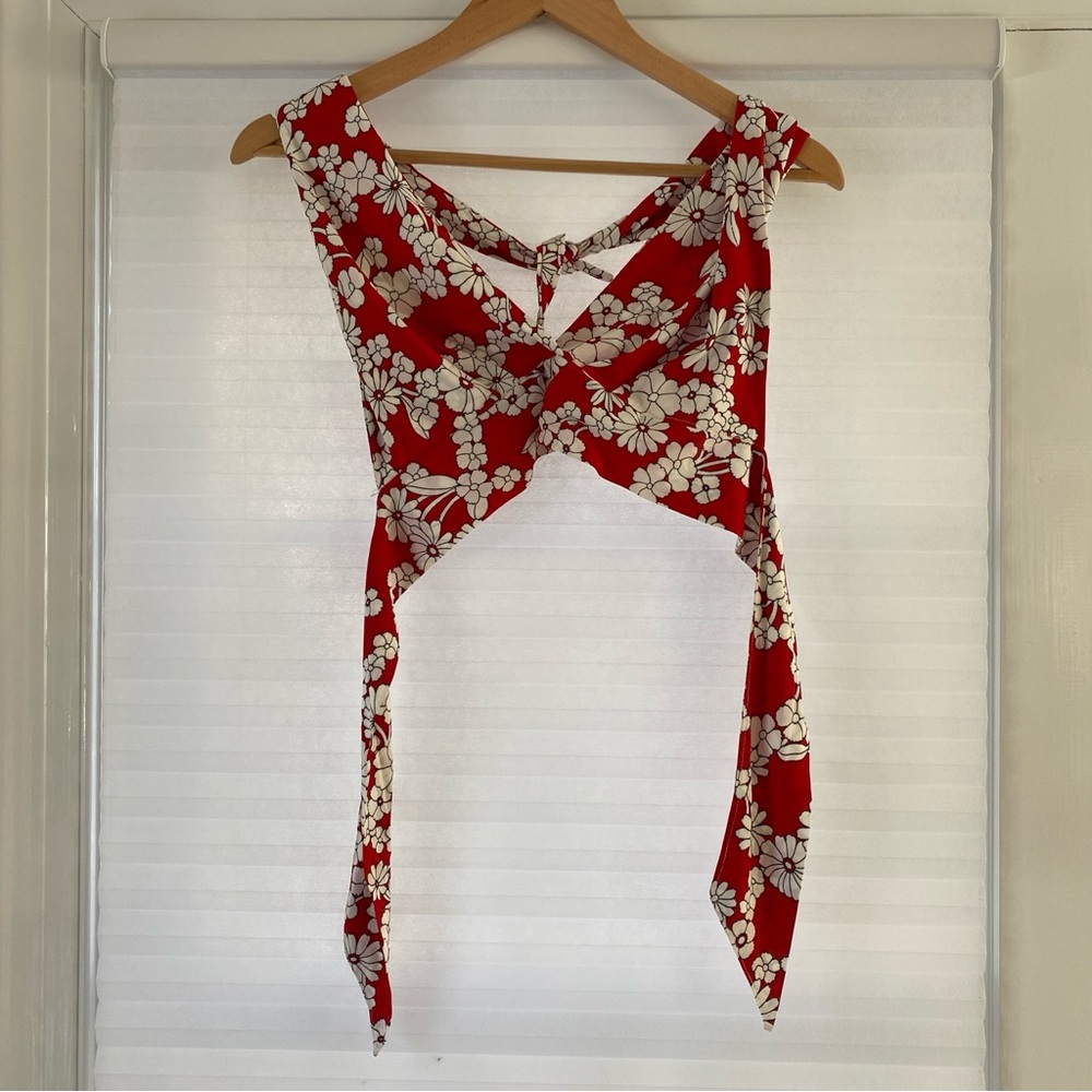 Elegant Floral Red Bikini Top